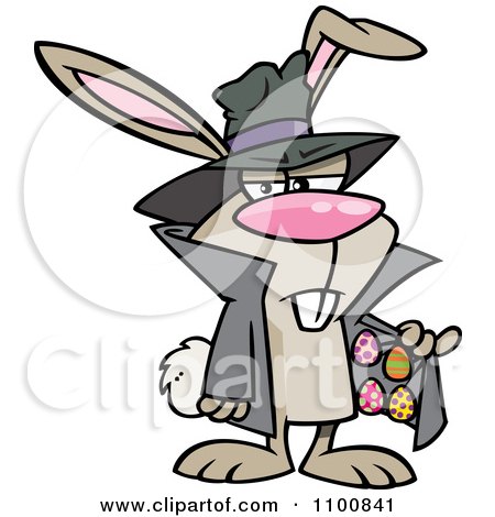 Clipart Cartoon Easter Bunny Dealing Eggs - Royalty Free Vector Illustration by toonaday