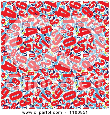 Clipart Seamless Background Pattern Of Red Green And Blue Numbers On White - Royalty Free Vector Illustration by michaeltravers
