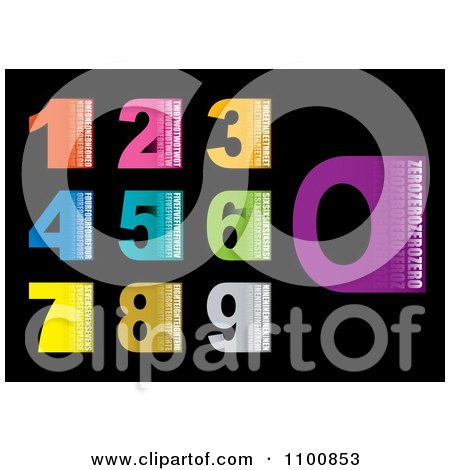 Clipart Blocky Numbers With Text And Copy Space On Black - Royalty Free Vector Illustration by michaeltravers