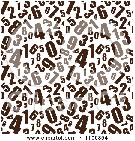 Clipart Seamless Background Pattern Of Brown Numbers On White - Royalty Free Vector Illustration by michaeltravers
