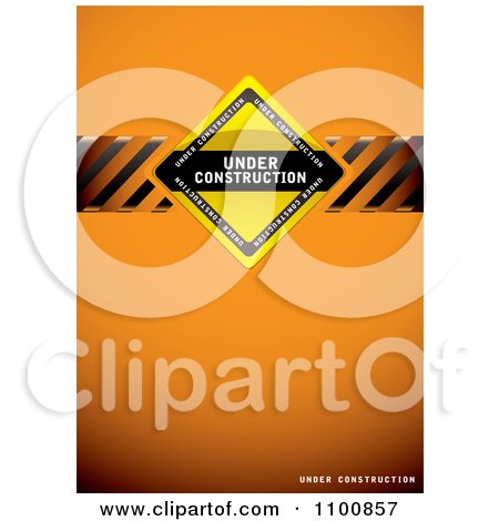 Clipart Orange Under Construction Background With A Sign And Hazard Stripes - Royalty Free Vector Illustration by michaeltravers