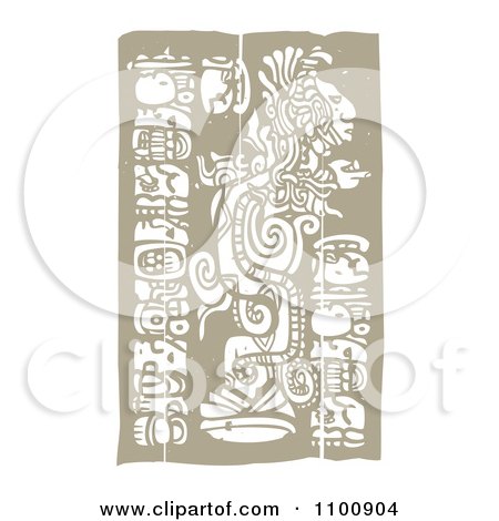 Clipart Mayan God And Totems Brown And Beige - Royalty Free Vector Illustration by xunantunich