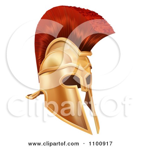 Clipart 3d Corinthian Bronze Trojan Spartan Roman Greek Helmet - Royalty Free Vector Illustration by AtStockIllustration