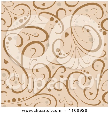 Clipart Brown And Beige Seamless Ornate Floral Background Pattern - Royalty Free Vector Illustration by dero