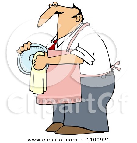 Clipart House Husband Drying Dishes - Royalty Free Vector Illustration by djart