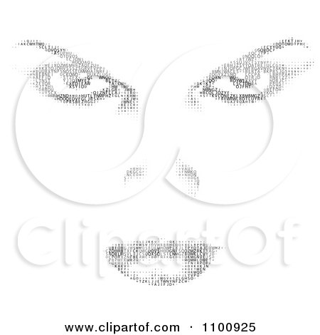 Clipart Womans Face Made Of Black Letters - Royalty Free Vector Illustration by KJ Pargeter