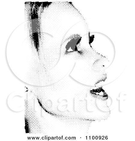 Clipart Black And White Womans Face Made Of Halftone Dots - Royalty Free Vector Illustration by KJ Pargeter
