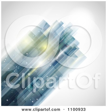 Clipart Abstract Blue Futuristic Shape Over Gray With Flares - Royalty Free Vector Illustration by KJ Pargeter