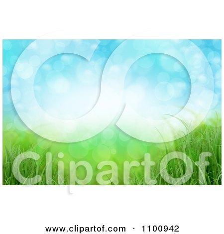 Clipart Magic Flares Of Light Over Green Grass And Blue Sky - Royalty Free CGI Illustration by KJ Pargeter