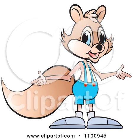 Clipart Happy Squirrel Pointing In Two Directions 1 - Royalty Free Vector Illustration by Lal Perera
