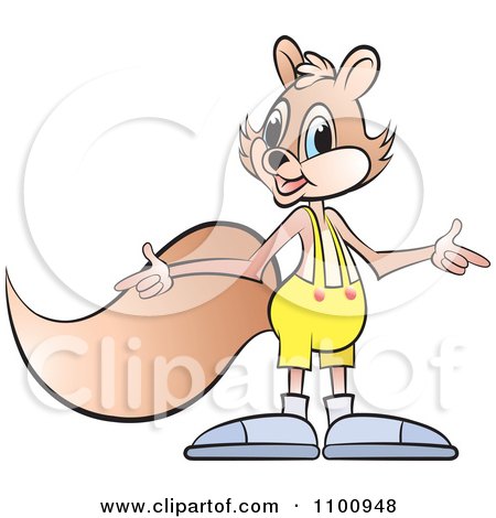 Clipart Happy Squirrel Pointing In Two Directions 2 - Royalty Free Vector Illustration by Lal Perera