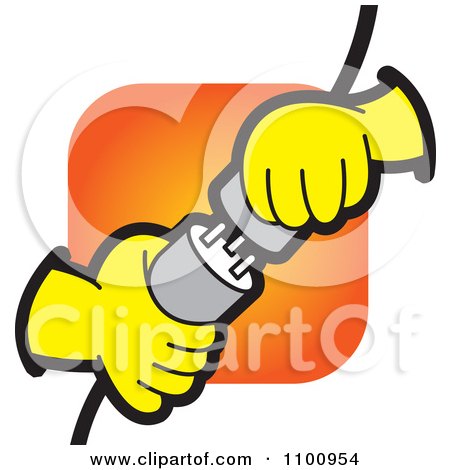 Clipart Electrican Hands Plugging In Power Plugs - Royalty Free Vector Illustration by Lal Perera