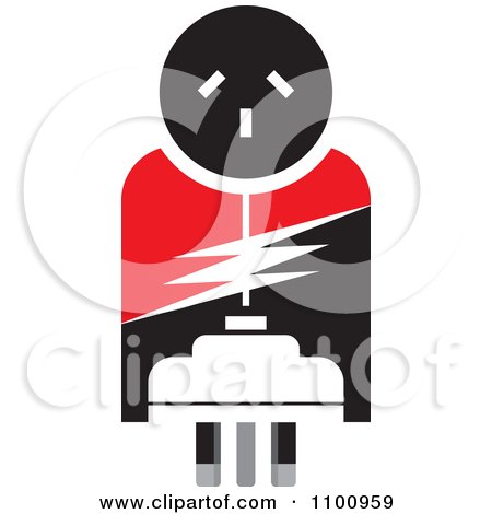 Clipart Power Plug And Socket In Red Black And White - Royalty Free Vector Illustration by Lal Perera