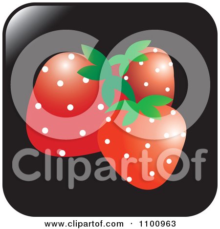 Clipart Fresh Red Strawberries On A Black Square - Royalty Free Vector Illustration by Lal Perera