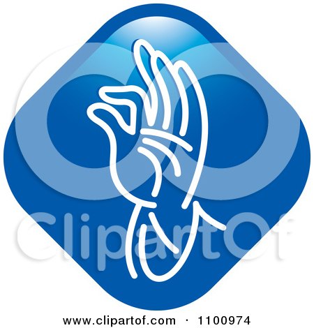 Clipart White Blessing Hand On A Blue Diamond - Royalty Free Vector Illustration by Lal Perera