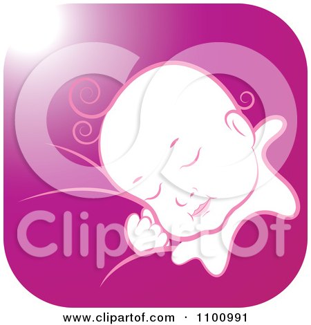 Clipart Sleeping Baby In A Magenta Square - Royalty Free Vector Illustration by Lal Perera