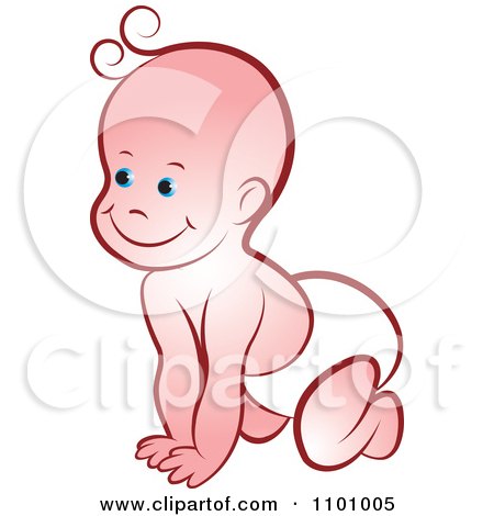 Clipart Happy Smiling Crawling Baby - Royalty Free Vector Illustration by Lal Perera