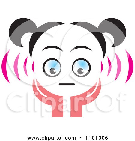Clipart Surprised Girl Holding Her Hands Up To Her Face - Royalty Free Vector Illustration by Lal Perera