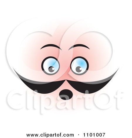 Clipart Surprised Face With A Mustache - Royalty Free Vector Illustration by Lal Perera