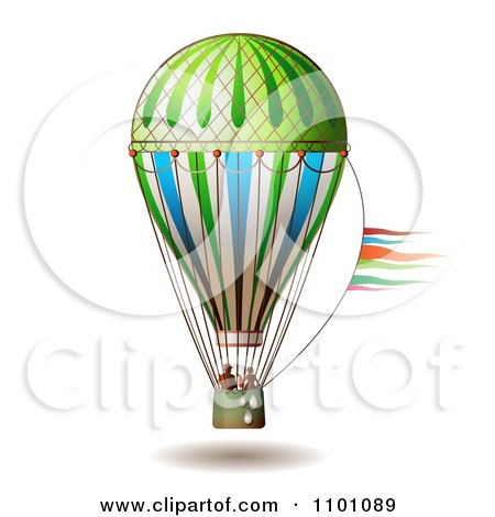 Clipart People Riding In A Hot Air Balloon - Royalty Free Vector Illustration by merlinul