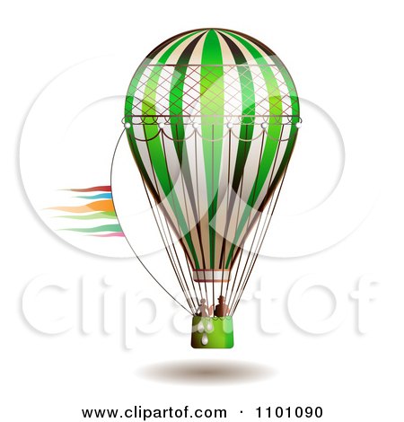 Clipart People In A Green Hot Air Balloon - Royalty Free Vector Illustration by merlinul