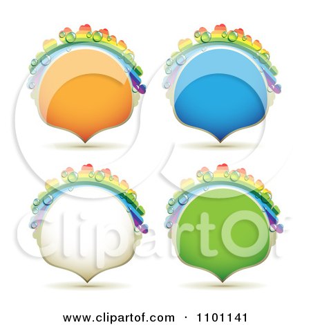 Clipart Sparkly Orange Blue White And Green Rainbow Dewy Drop Shapeed Frames - Royalty Free Vector Illustration by merlinul