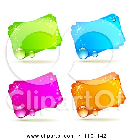 Clipart Sparkly Green Blue Pink And Orange Dewy Retangular Frames - Royalty Free Vector Illustration by merlinul