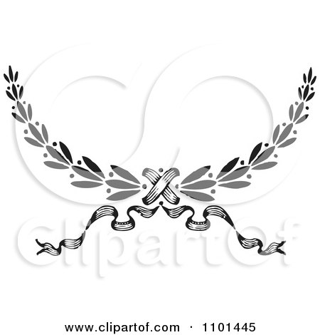 Clipart Black And White Wreath Design Element 5 - Royalty Free Vector Illustration by BestVector