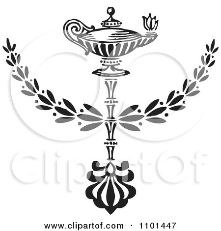 Clipart Black And White Wreath Design Element 4 - Royalty Free Vector Illustration by BestVector