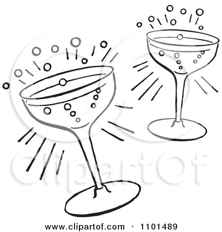 Clipart Retro Black And White Cocktail Glasses - Royalty Free Vector Illustration by BestVector