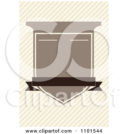 Clipart Brown Crest Shield With Copyspace Over Diagonal Lines - Royalty Free Vector Illustration by BestVector