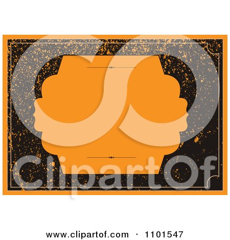 Clipart Orange Frame Over Distressed Black Grunge - Royalty Free Vector Illustration by BestVector