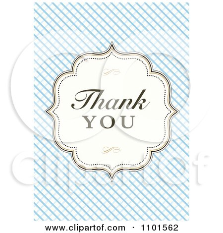 Clipart Thank You Frame Over A Blue Pattern - Royalty Free Vector Illustration by BestVector