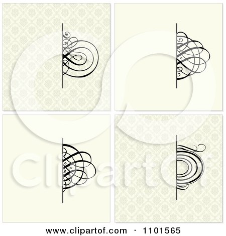 Clipart Black Swirls Over Beige Backgrounds - Royalty Free Vector Illustration by BestVector