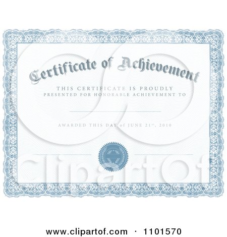 Clipart Blue Certificate Of Achievement - Royalty Free Vector Illustration by BestVector