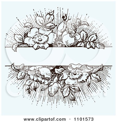 Clipart Vintage Rose Frame On Blue - Royalty Free Vector Illustration by BestVector