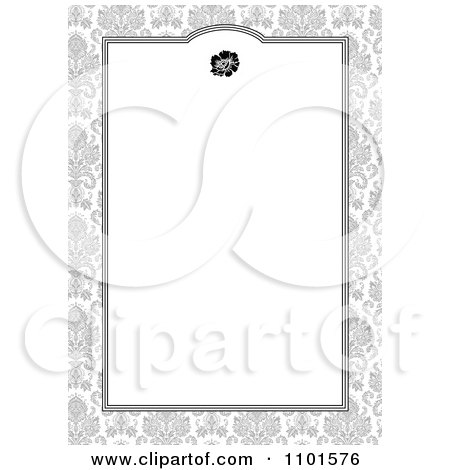 Clipart White Frame With A Rose Over Gray Floral - Royalty Free Vector Illustration by BestVector