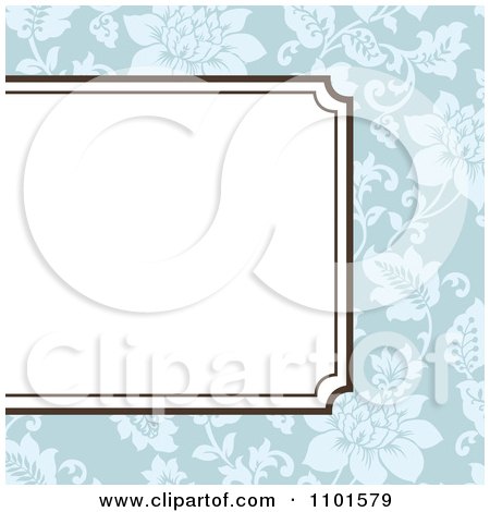Clipart Partial Frame Over Blue Floral - Royalty Free Vector Illustration by BestVector
