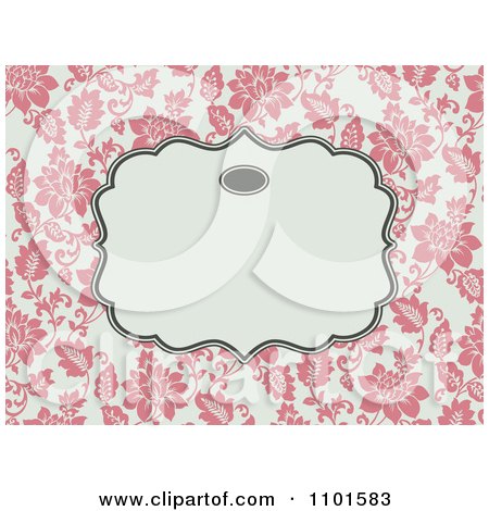 Clipart Beige Frame Over Pink Floral Vines - Royalty Free Vector Illustration by BestVector