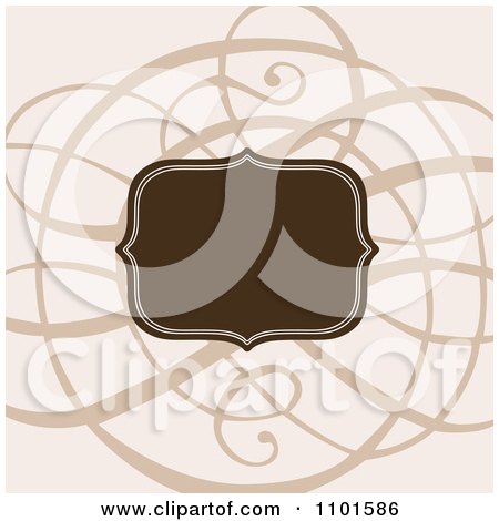 Clipart Brown Frame Over Swirls On Beige - Royalty Free Vector Illustration by BestVector