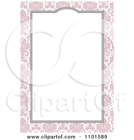 Clipart White Frame With A Rose Over Pink Floral - Royalty Free Vector Illustration by BestVector