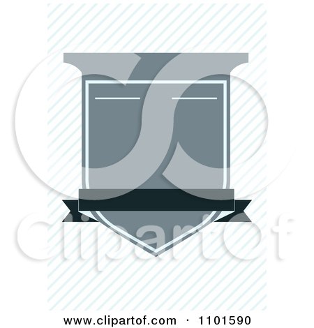 Clipart Blue Crest Shield With Copyspace Over Diagonal Lines - Royalty Free Vector Illustration by BestVector