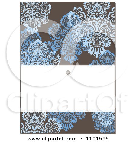 Clipart Brown Victorian Background With Blue Flowers And Copyspace - Royalty Free Vector Illustration by BestVector