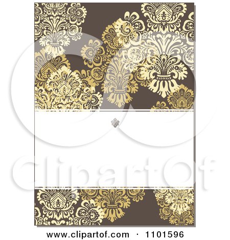 Clipart Brown Victorian Background With Yellow Flowers And Copyspace - Royalty Free Vector Illustration by BestVector
