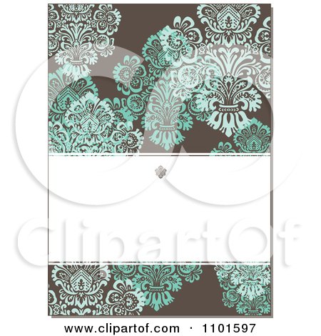 Clipart Brown Victorian Background With Green Flowers And Copyspace - Royalty Free Vector Illustration by BestVector
