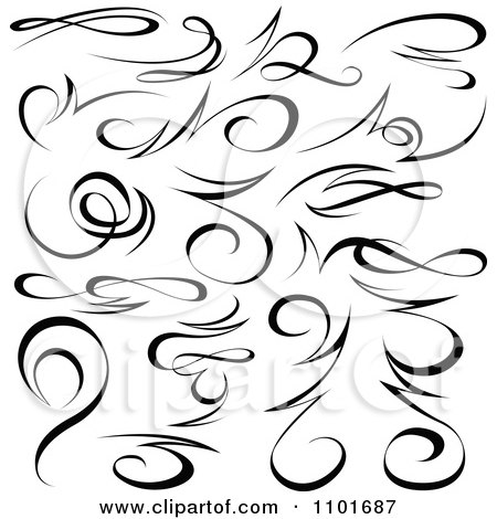 Clipart Black Tribal Swirl Calligraphic Design Elements 2 - Royalty Free Vector Illustration by dero