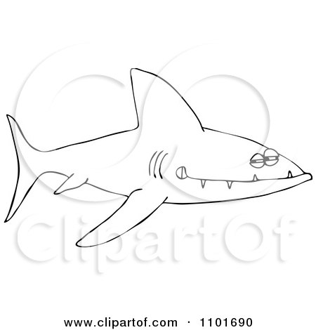 Clipart Outlined Sinister Shark With Sharp Teeth - Royalty Free Vector Illustration by djart