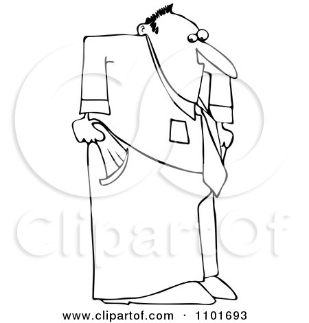 Clipart Outlined Businessman With Empty Pockets - Royalty Free Vector Illustration by djart