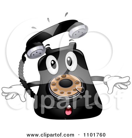 Clipart Happy Black Desk Telephone Mascot Ringing - Royalty Free Vector Illustration by BNP Design Studio