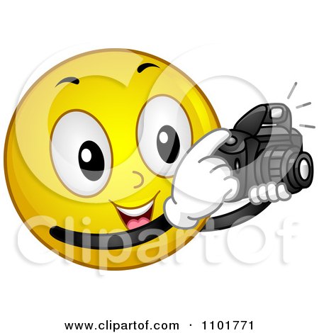 Clipart Photographer Yellow Smiley Taking Pictures - Royalty Free Vector Illustration by BNP Design Studio
